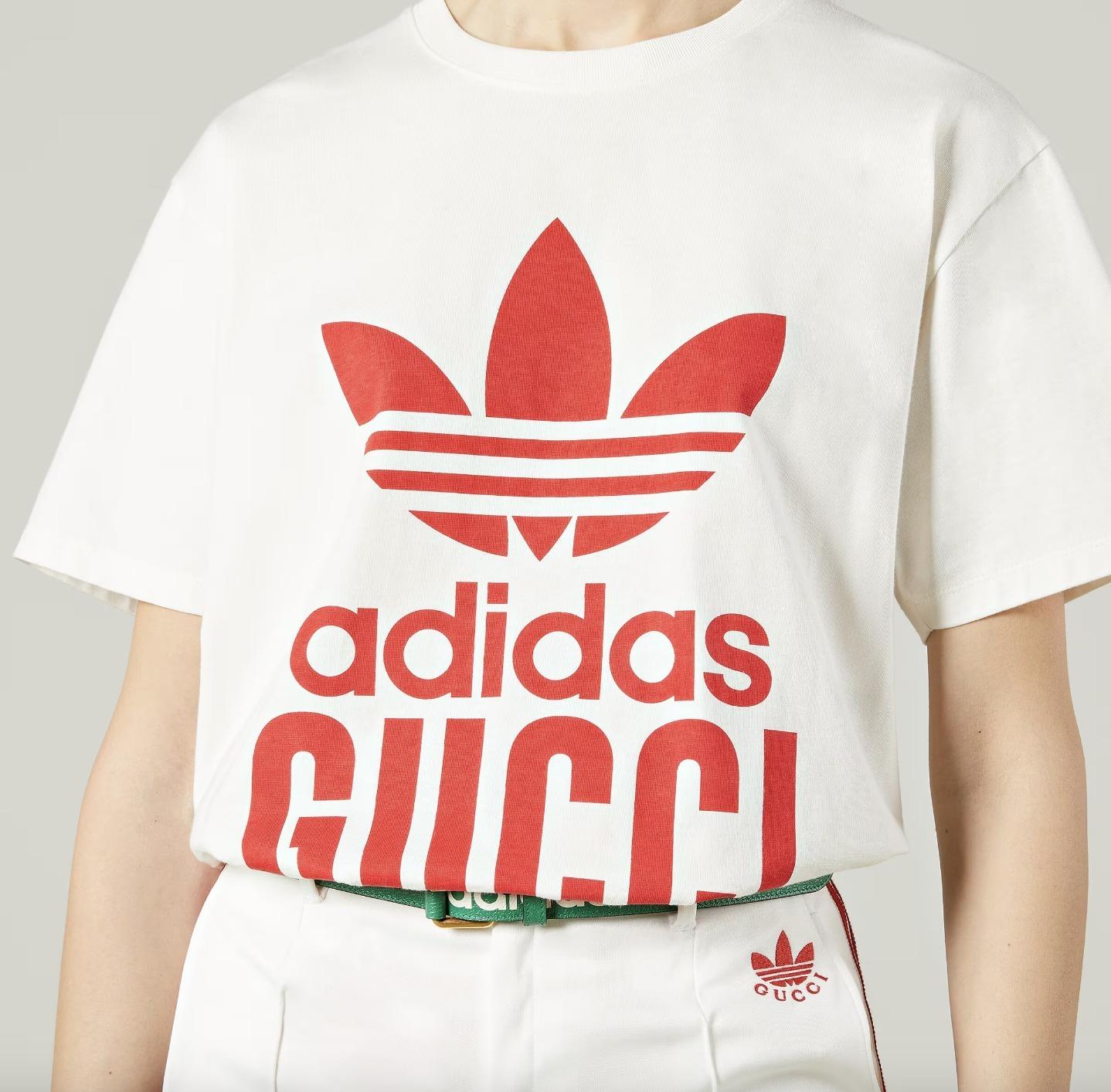 グッチ  adidas×GUCCI コットンジャージー Tシャツ 717422 XJEXI 9095
