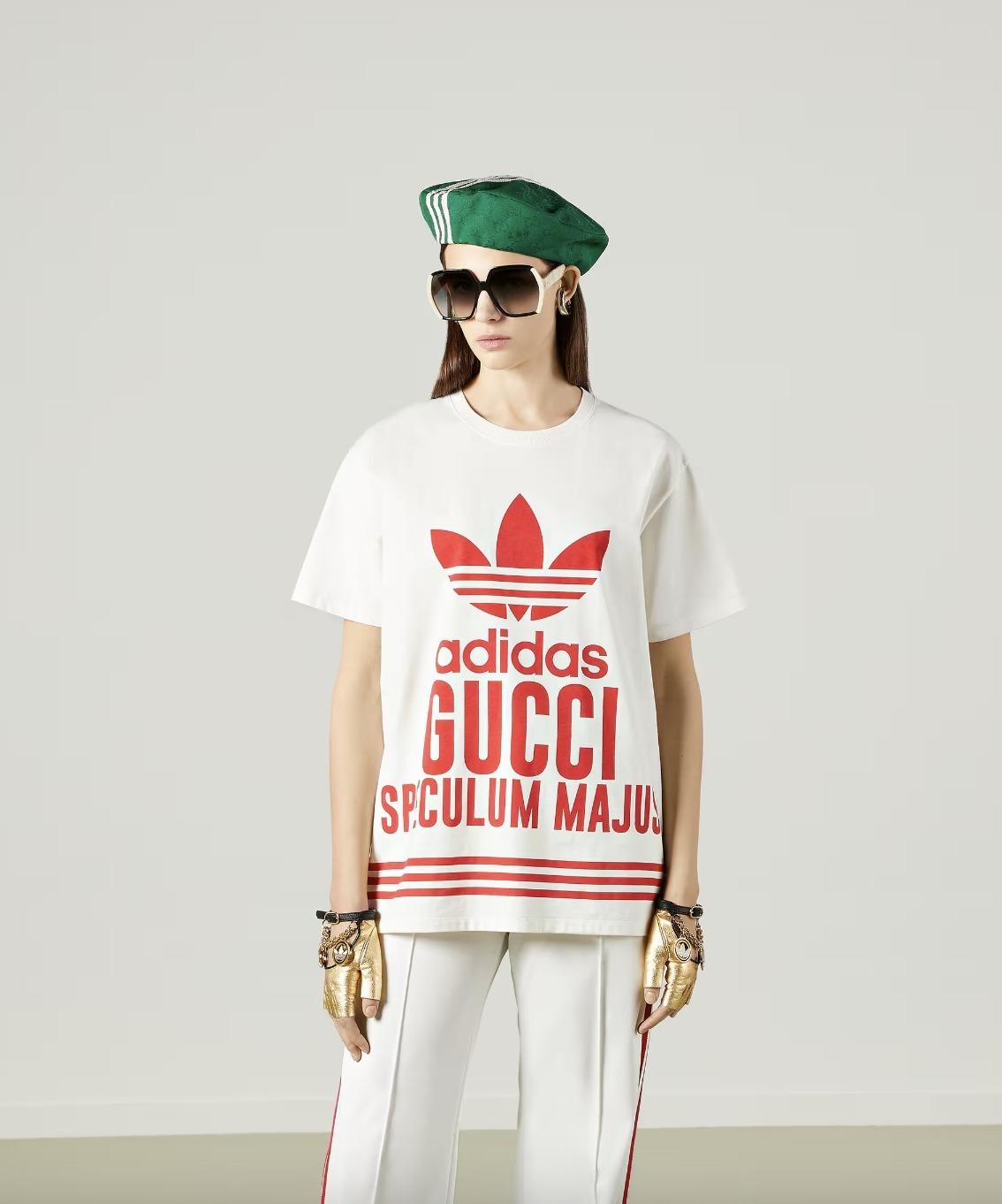 グッチ  adidas×GUCCI コットンジャージー Tシャツ 717422 XJEXI 9095