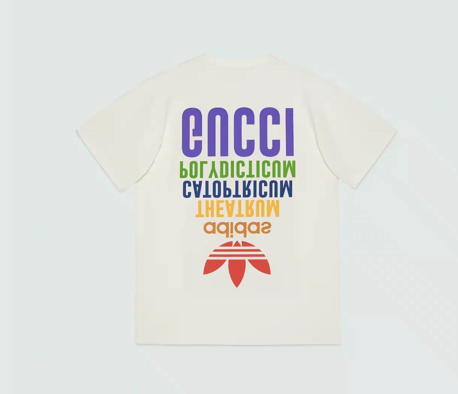 グッチ  adidas×GUCCI コットンジャージー Tシャツ ロゴ 717422 XJEXJ 9095