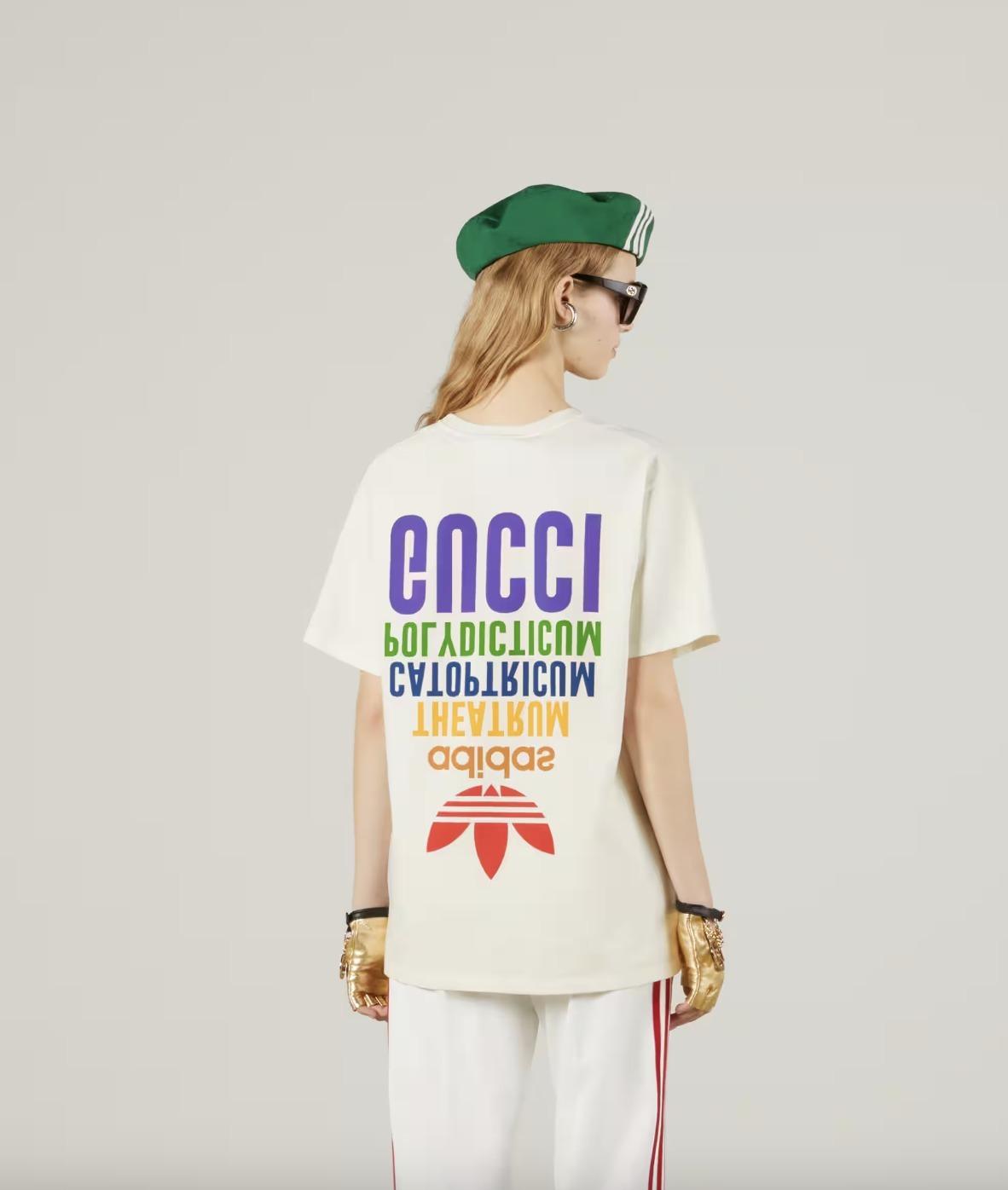 グッチ  adidas×GUCCI コットンジャージー Tシャツ ロゴ 717422 XJEXJ 9095