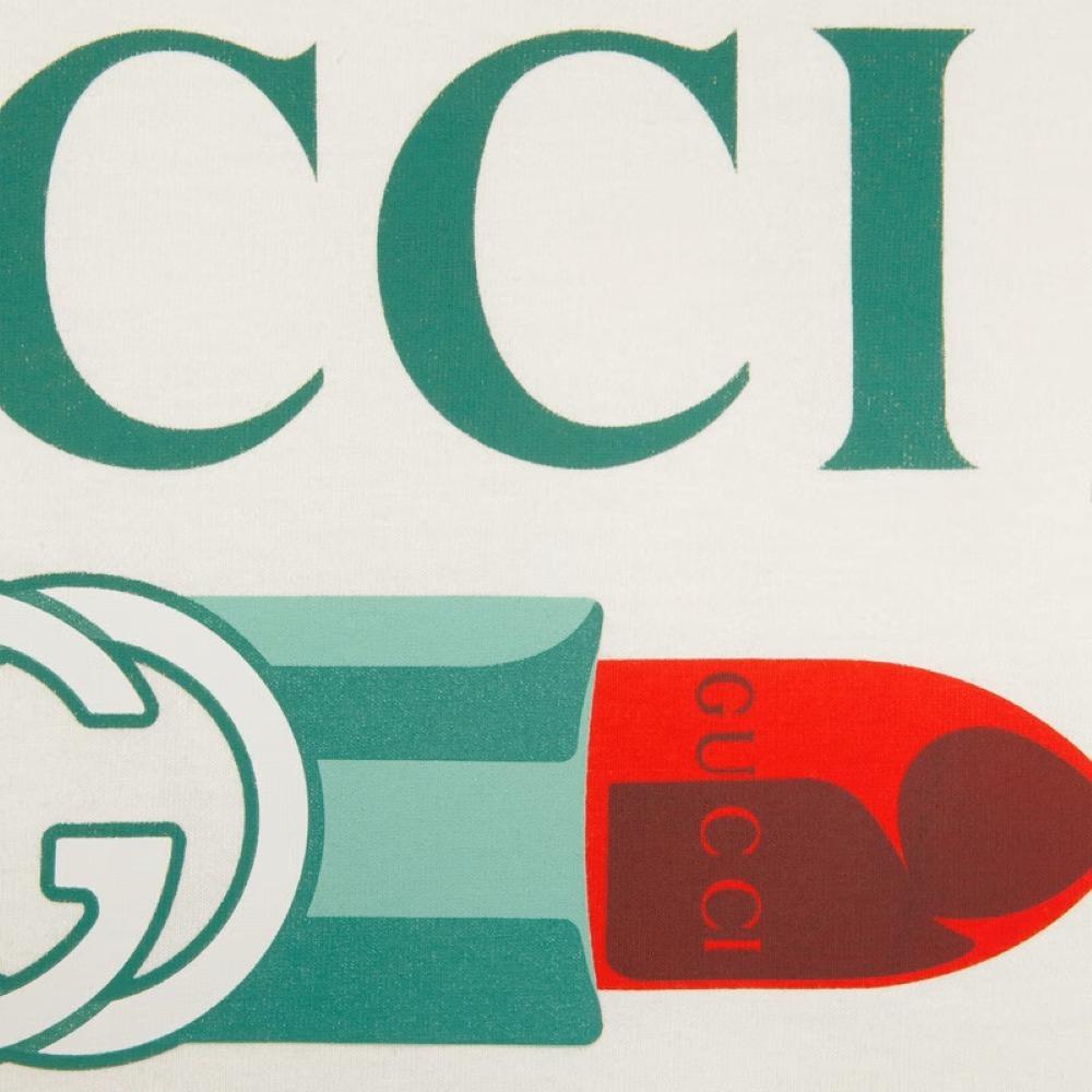 GUCCI リップスティック プリント コットン Tシャツ 717422 XJFHT 9095