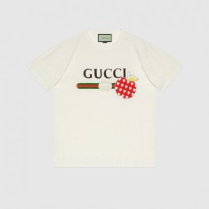 グッチ ロゴ りんご クルーネック 半袖 Tシャツ 548334 XJDNC 9095