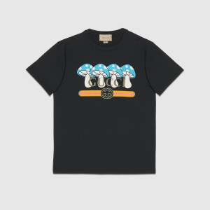 グッチ プリントコットンジャージーTシャツ マッシュルーム 548334 XJFWM 1283