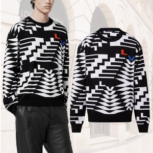 LOUIS VUITTON 長袖トップス プルオーバー 黒 白 ロゴ 1AFAMW