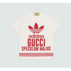 グッチ  adidas×GUCCI コットンジャージー Tシャツ 717422 XJEXI 9095