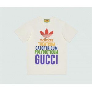 グッチ  adidas×GUCCI コットンジャージー Tシャツ ロゴ 717422 XJEXJ 9095