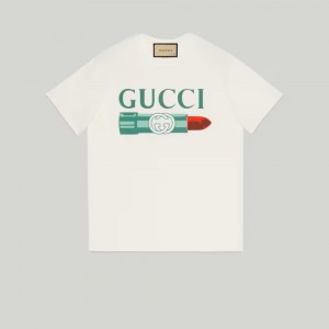 GUCCI リップスティック プリント コットン Tシャツ 717422 XJFHT 9095