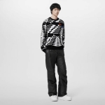 LOUIS VUITTON 長袖トップス プルオーバー 黒 白 ロゴ 1AFAMW