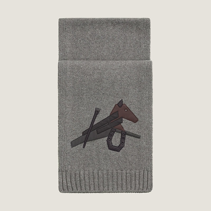 HERMES マフラー パズル・エケストル カシミヤ レザー シック H393803T 02