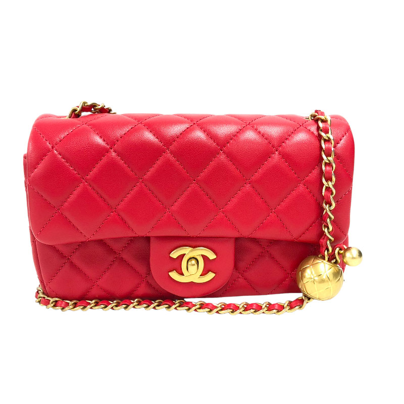 シャネル CHANEL ミニマトラッセ20 レッド ラムスキン レディース ショルダーバッグ AS1787