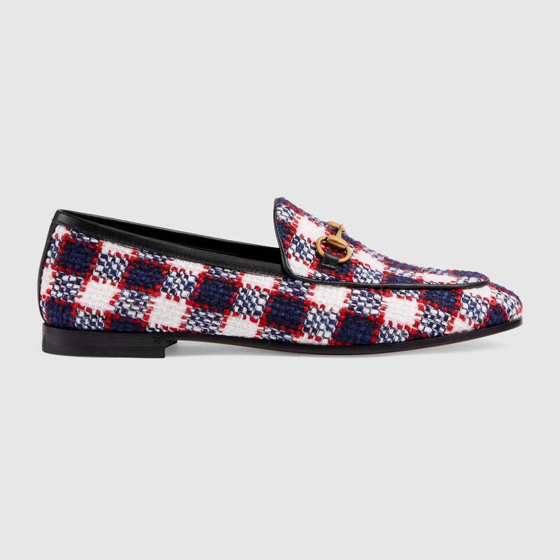 グッチ GUCCI Jordaan☆ホースビット付*チェックツイード ローファー 431467 G2050 9096