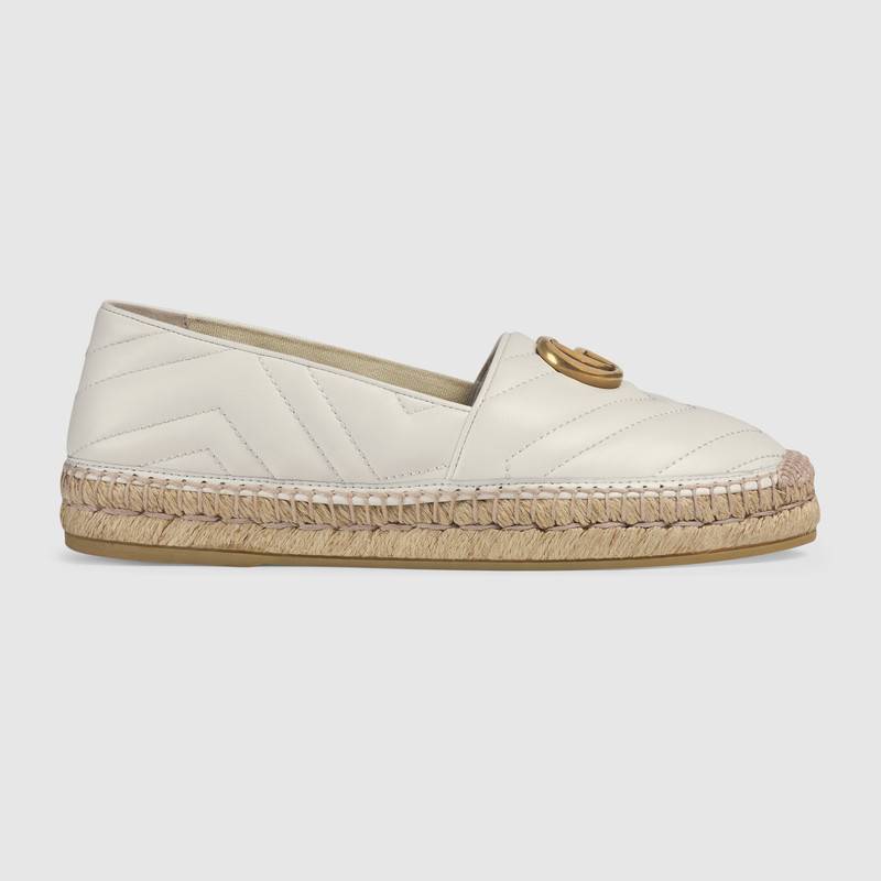 GUCCI代引 グッチ ダブルG付きレザーエスパドリーユ スリッポン ホワイト 551890 BKO00 9014