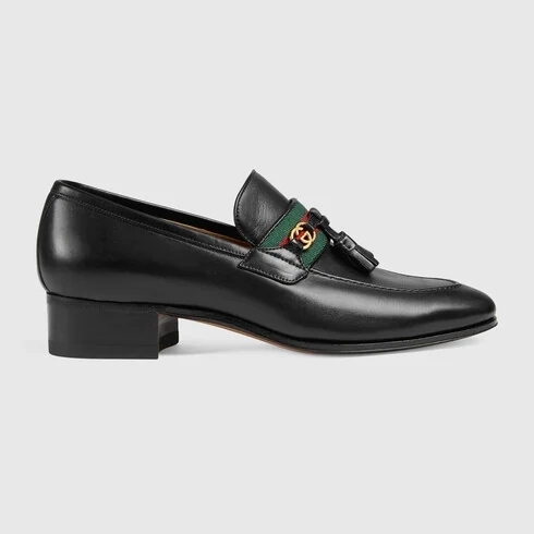 グッチ GUCCI ウェブ＆インターロッキングG タッセルローファー ブラック 624316 1W610 1066