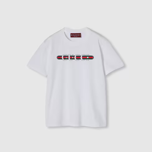 グッチ ロゴディテール ラウンドネック Tシャツ ホワイト 787299 XJGNW 9074