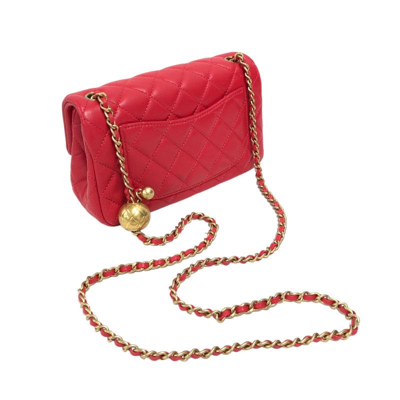 シャネル CHANEL ミニマトラッセ20 レッド ラムスキン レディース ショルダーバッグ AS1787