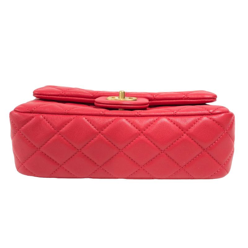 シャネル CHANEL ミニマトラッセ20 レッド ラムスキン レディース ショルダーバッグ AS1787