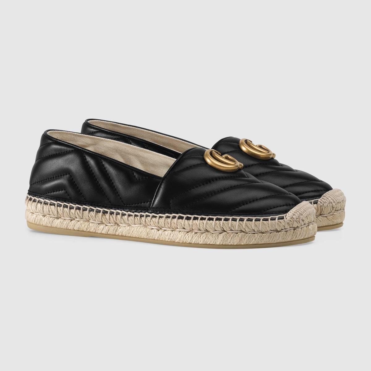GUCCI グッチ ダブルG付きレザーエスパドリーユ スリッポン ブラック 551890 BKO00 1000