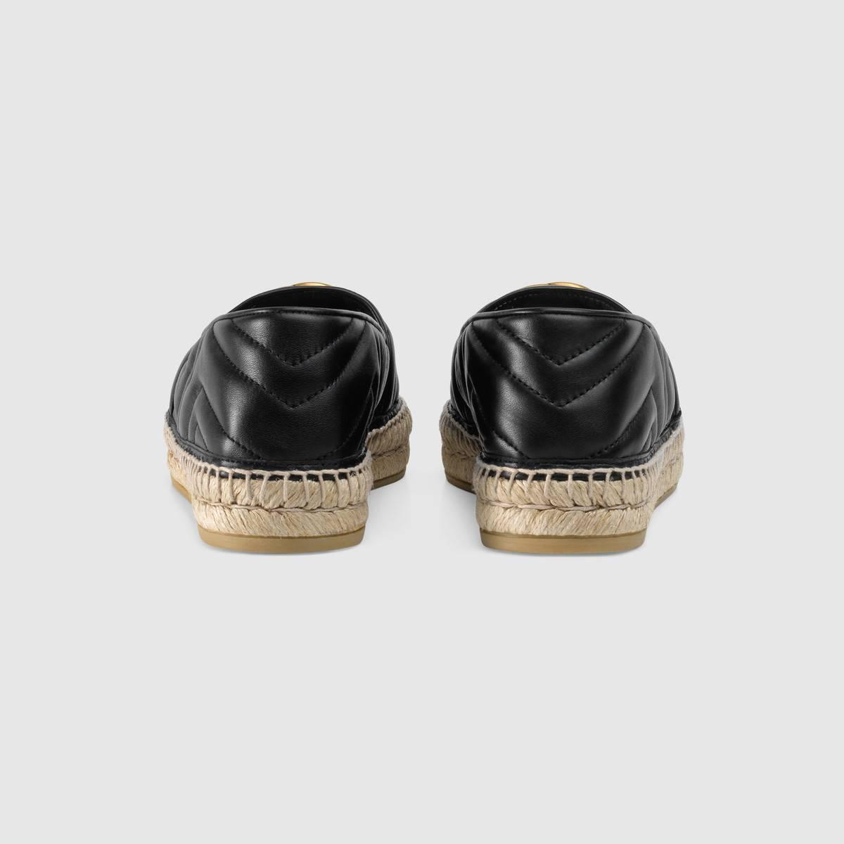 GUCCI グッチ ダブルG付きレザーエスパドリーユ スリッポン ブラック 551890 BKO00 1000