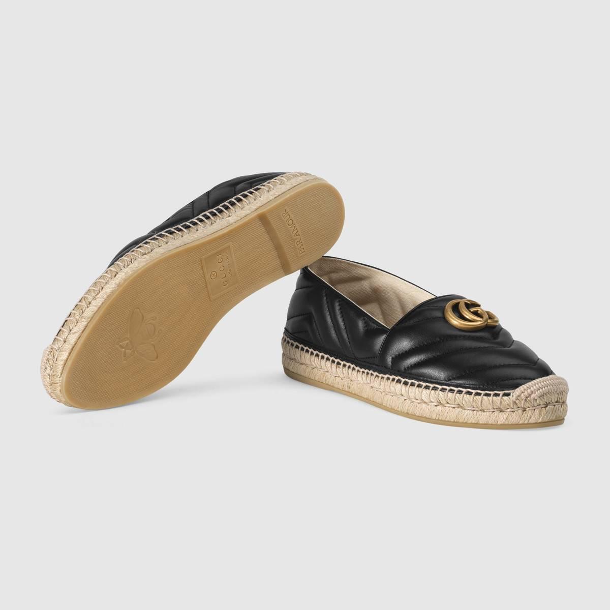 GUCCI グッチ ダブルG付きレザーエスパドリーユ スリッポン ブラック 551890 BKO00 1000