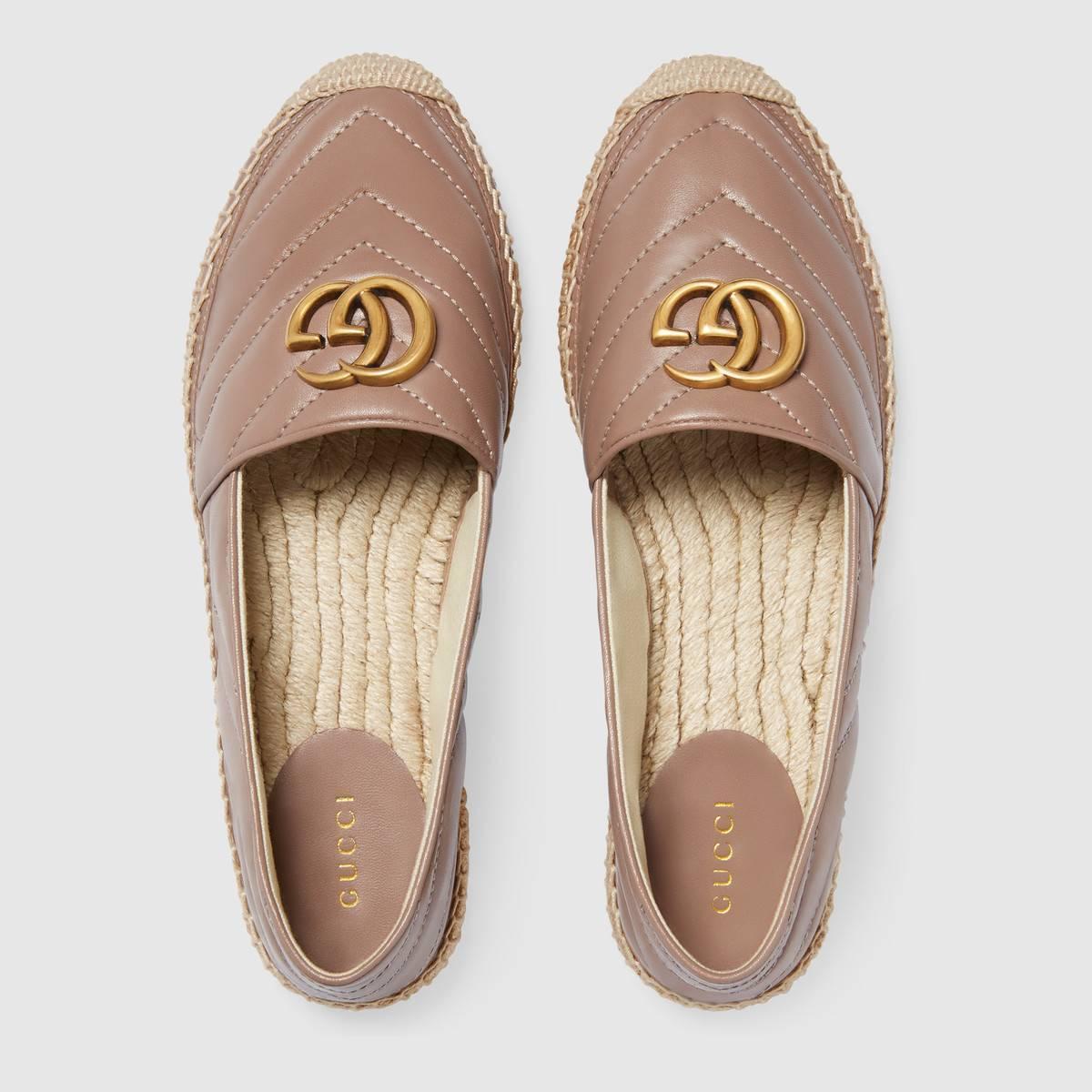 GUCCI グッチ ダブルG付きレザーエスパドリーユ スリッポン ダスティピンク 551890 BKO00 5729