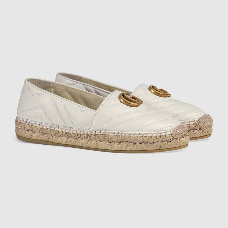 GUCCI代引 グッチ ダブルG付きレザーエスパドリーユ スリッポン ホワイト 551890 BKO00 9014