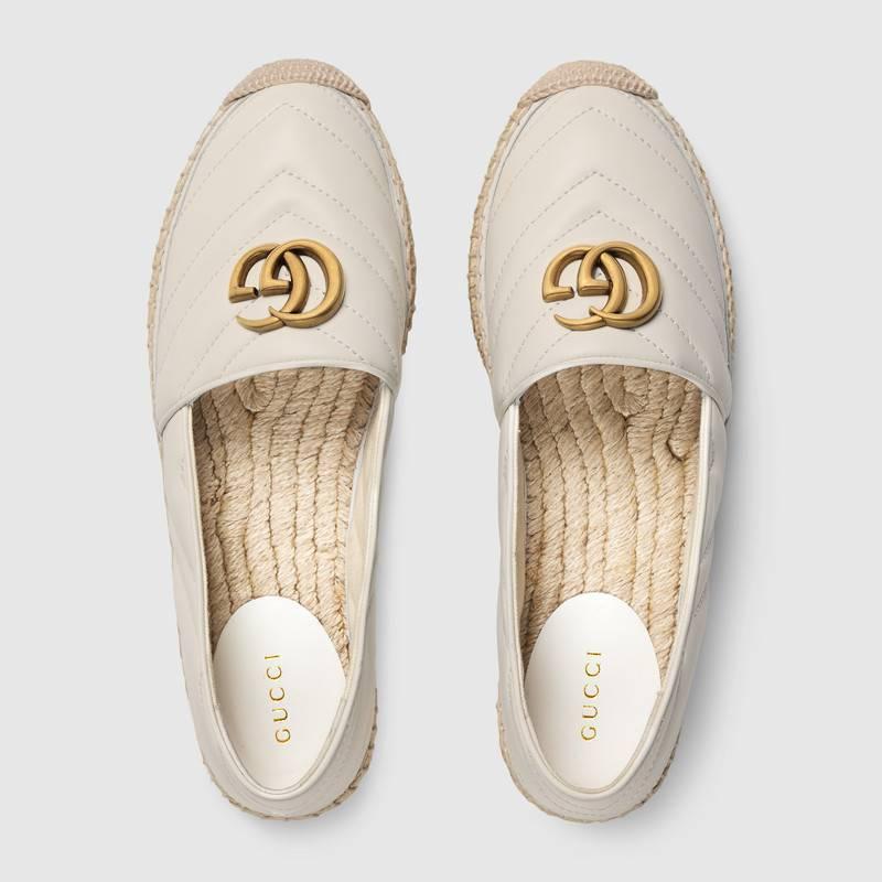 GUCCI代引 グッチ ダブルG付きレザーエスパドリーユ スリッポン ホワイト 551890 BKO00 9014