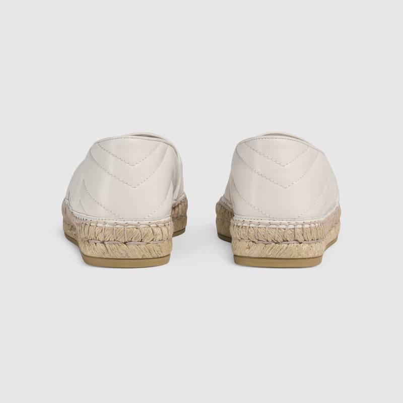 GUCCI代引 グッチ ダブルG付きレザーエスパドリーユ スリッポン ホワイト 551890 BKO00 9014