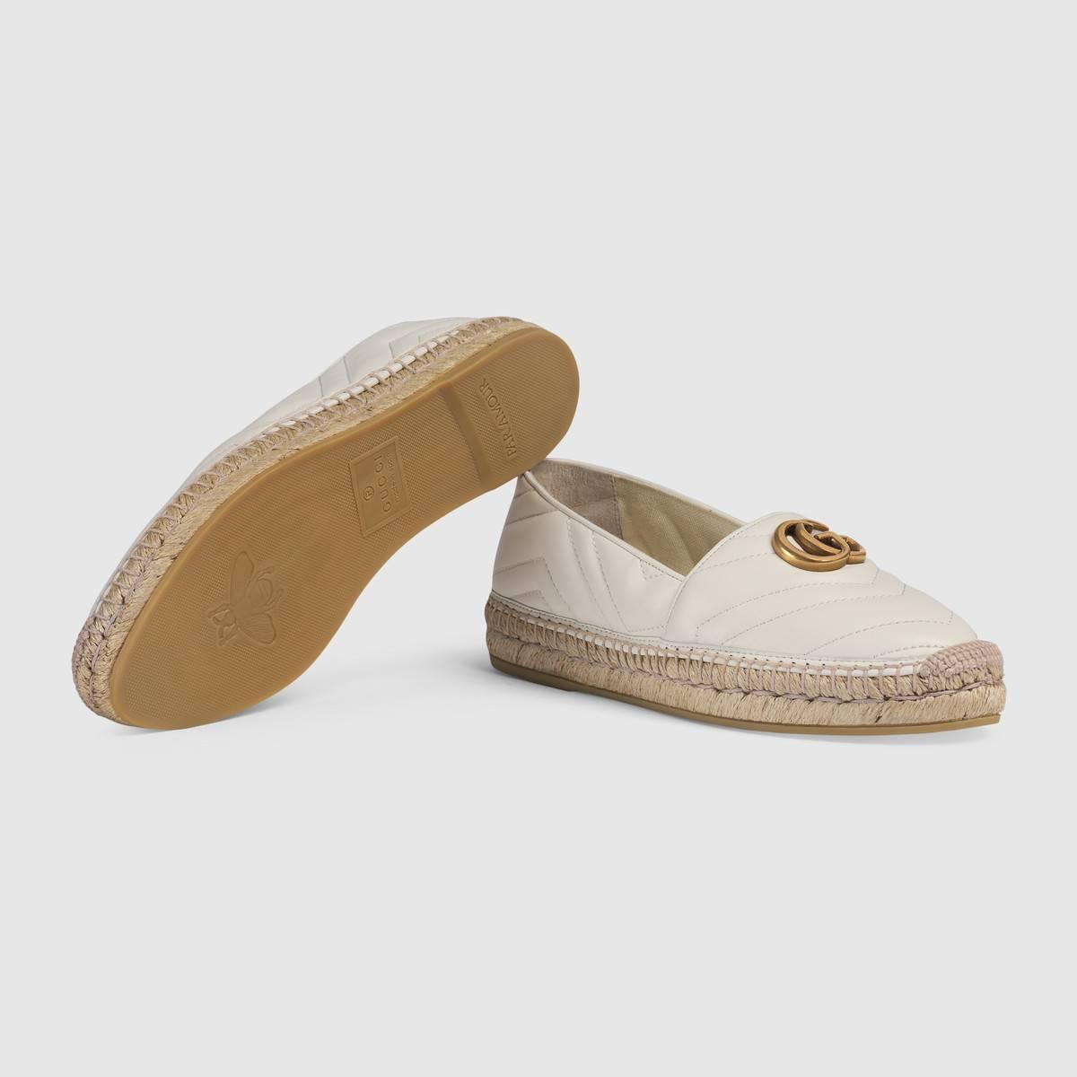 GUCCI代引 グッチ ダブルG付きレザーエスパドリーユ スリッポン ホワイト 551890 BKO00 9014