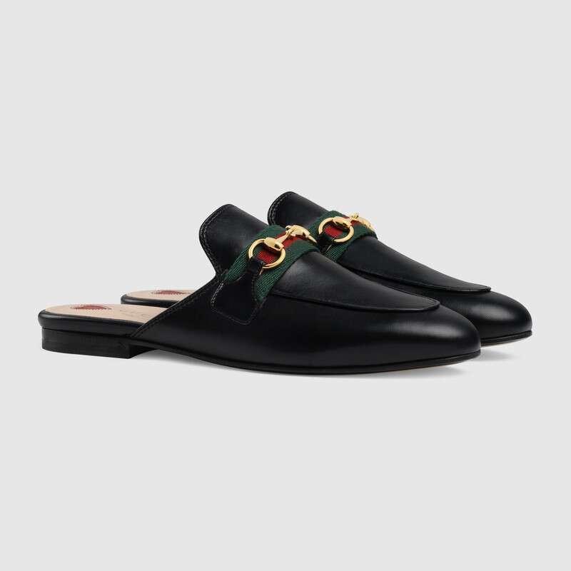 グッチ GUCCI Princetown*ウェブ＆ホースビット付き レザースリッパ 629084 CQXM0 1060