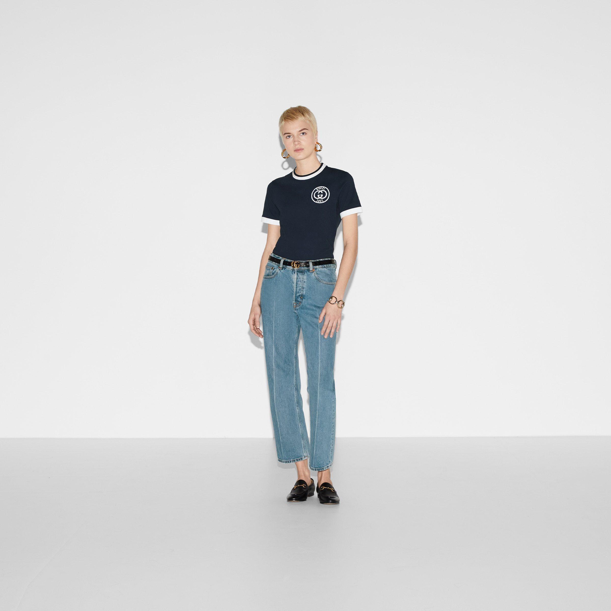 グッチ エンブロイダリー コットンジャージー Tシャツ 756596 XJFV8