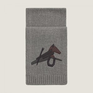 HERMES マフラー パズル・エケストル カシミヤ レザー シック H393803T 02
