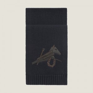 HERMES マフラー パズル・エケストル カシミヤ レザー シック H393803T 01