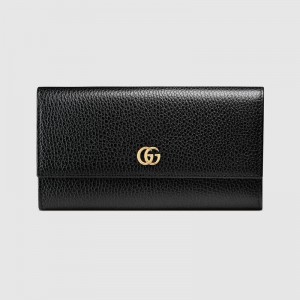 グッチ財布スーパーコピー フラップ長財布 プチマーモント レディース メンズ ブラック 456116 CAO0G 1000