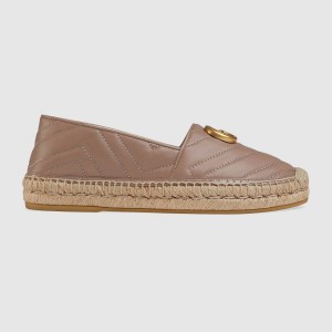 GUCCI グッチ ダブルG付きレザーエスパドリーユ スリッポン ダスティピンク 551890 BKO00 5729