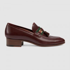 グッチ激安 GUCCI ウェブ＆インターロッキングG タッセルローファー ボルドー 624316 1W610 2066