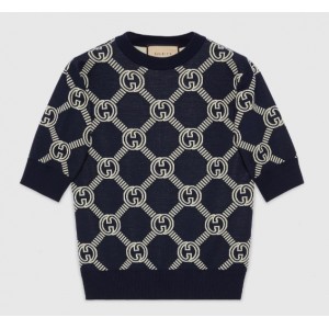 グッチ GUCCI リバーシブル GGウール ジャカード トップ ブルー 692702 XKCB2 4492