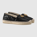 GUCCI グッチ ダブルG付きレザーエスパドリーユ スリッポン ブラック 551890 BKO00 1000