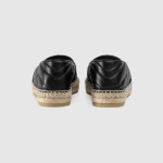 GUCCI グッチ ダブルG付きレザーエスパドリーユ スリッポン ブラック 551890 BKO00 1000