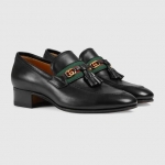 グッチ GUCCI ウェブ＆インターロッキングG タッセルローファー ブラック 624316 1W610 1066