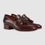 グッチ激安 GUCCI ウェブ＆インターロッキングG タッセルローファー ボルドー 624316 1W610 2066