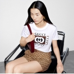 グッチ プリント コットンジャージー Tシャツ、ホワイト 787299 XJGNV 9875