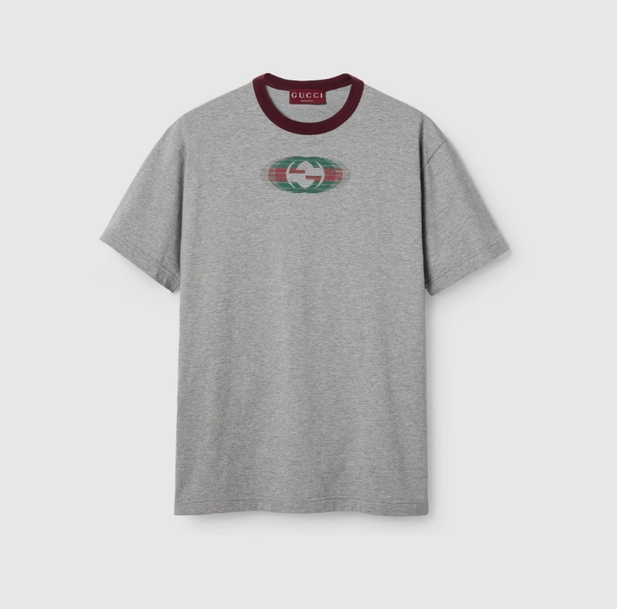 グッチ プリント コットンジャージー Tシャツ グレー 795957 XJGQ6 1230