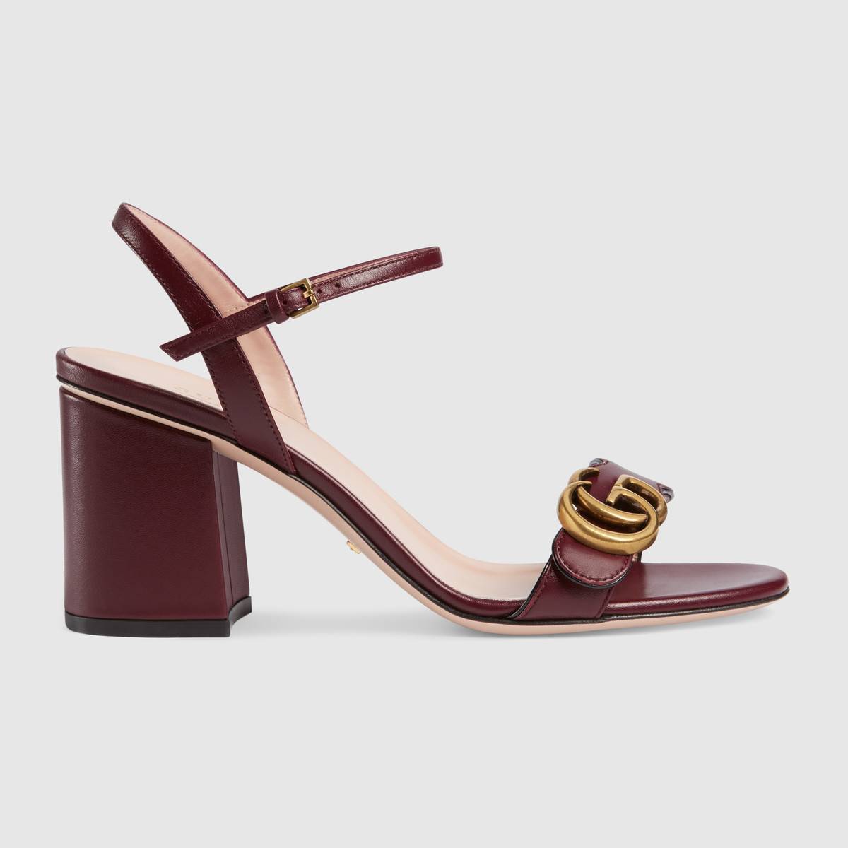 グッチ GUCCI ダブルGバックル付レザー ミッドヒールサンダル 453379 A3N00 6433
