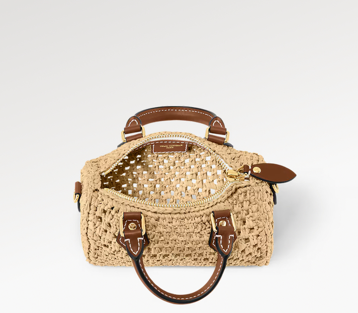 LOUIS VUITTON ラフィア ナノ・スピーディ ハンドバッグ M83525