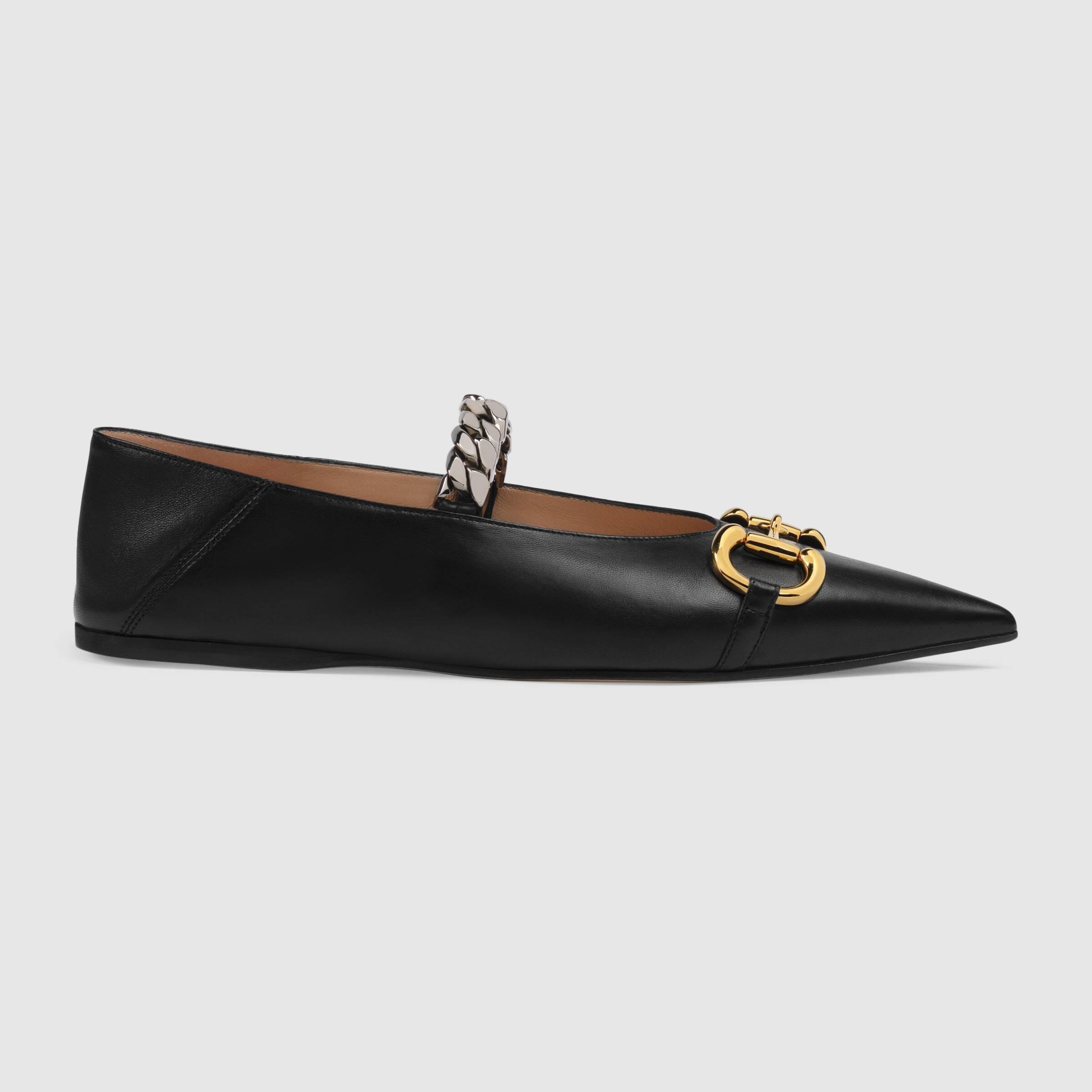 グッチ GUCCI ホースビット付き ウィメンズ フラットバレエシューズ 621161 1RH00 1000