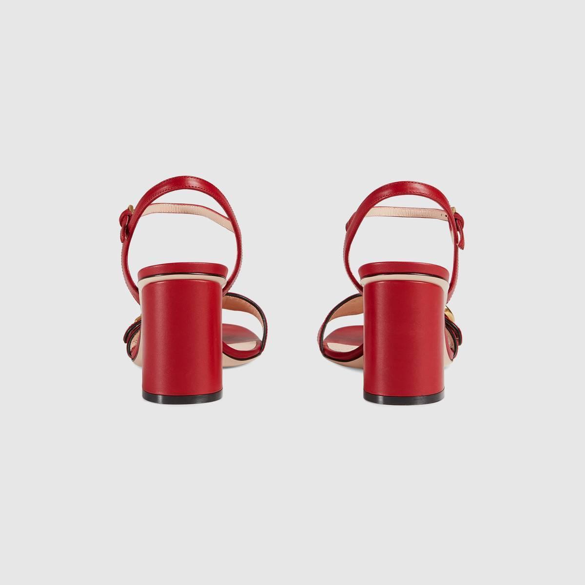 グッチ代引 GUCCI ダブルGバックル付レザー ミッドヒールサンダル 453379 DKT00 7100
