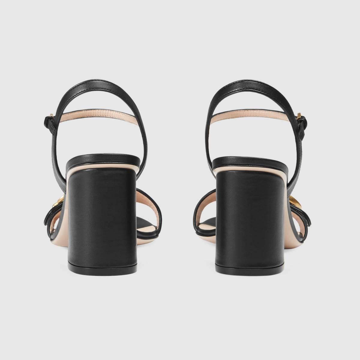 グッチ GUCCI ダブルGバックル付レザー ミッドヒールサンダル 453379 A3N00 1000
