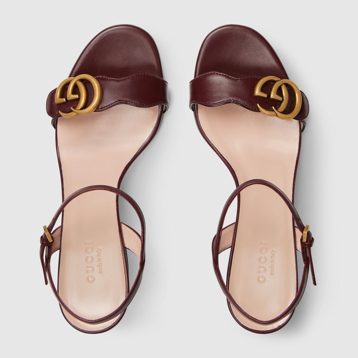 グッチ GUCCI ダブルGバックル付レザー ミッドヒールサンダル 453379 A3N00 6433