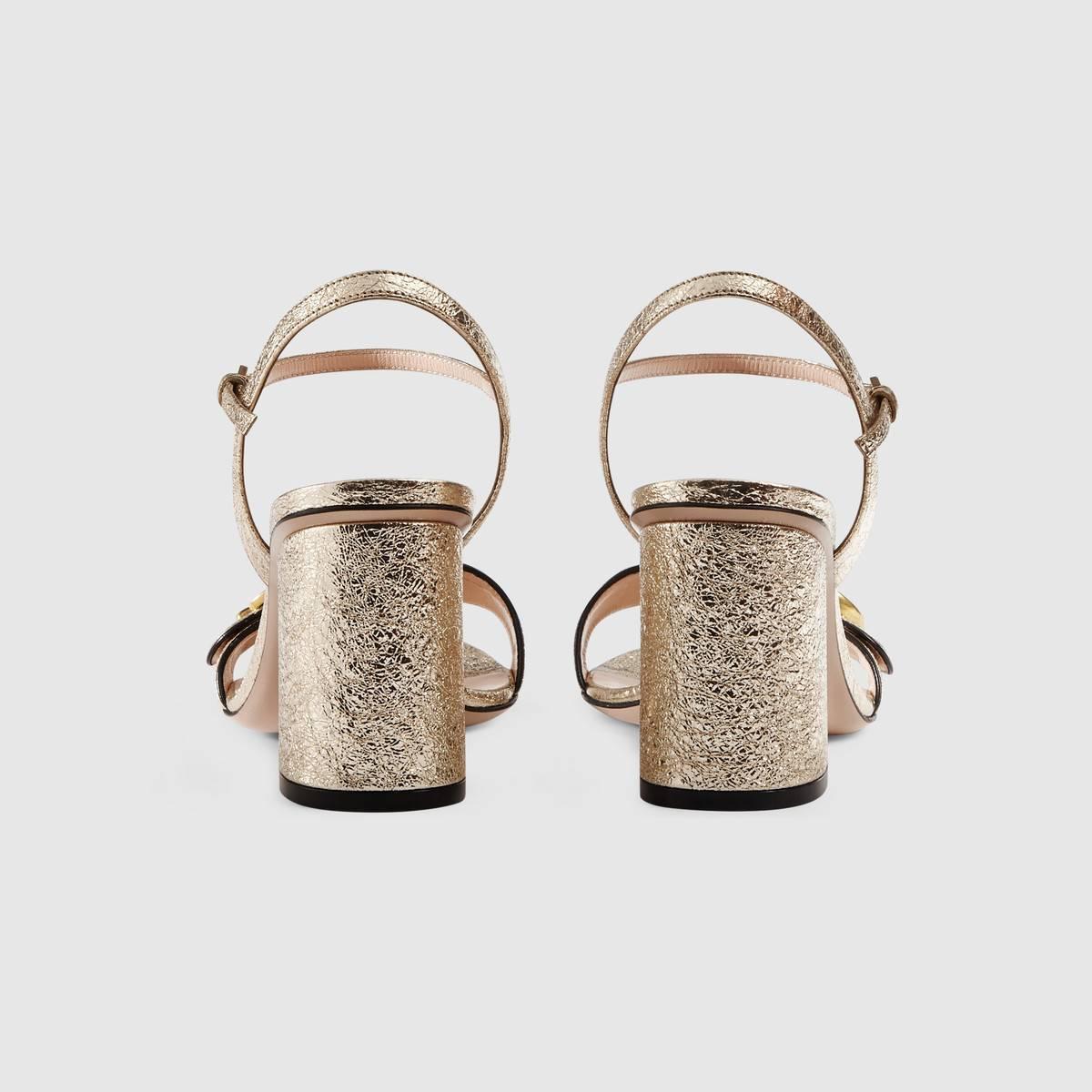 グッチ激安 GUCCI ダブルGバックル付レザー ミッドヒールサンダル 453379 A3N00 6629