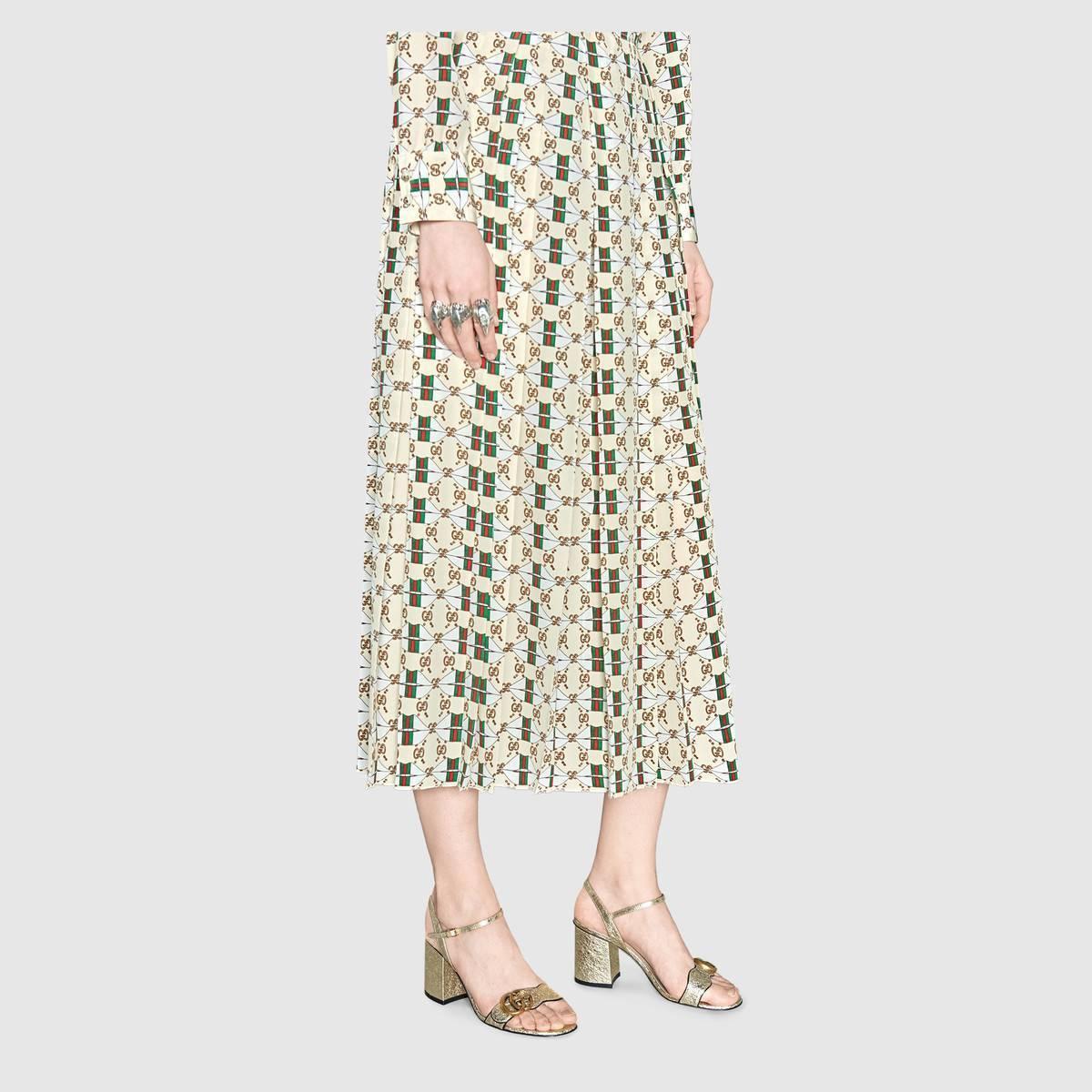 グッチ激安 GUCCI ダブルGバックル付レザー ミッドヒールサンダル 453379 A3N00 6629